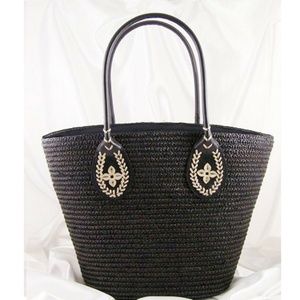 Sun N Sand Black Straw Tote